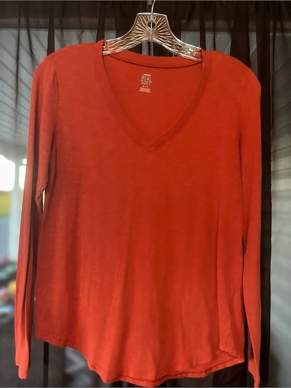 Aerie Real Soft Long Sleeve V-Neck Tee Size Small Like New